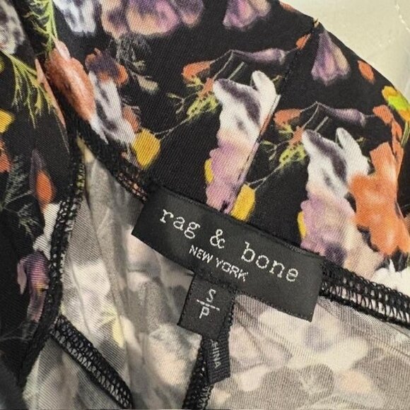 rag & bone Leggings Womens Small Black Floral Print Stretch Pull On Skinny - Picture 4 of 7